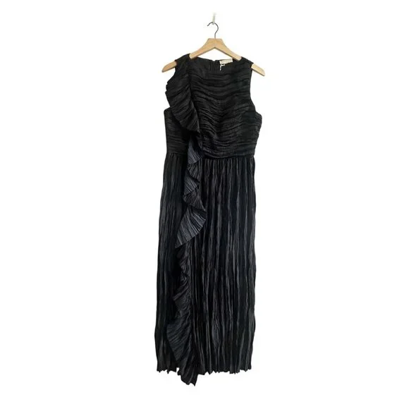 Ulla Johnson Circe Gown Noir Black Pleated Asymmetric Dress Size 6 NWT - Picture 3 of 16